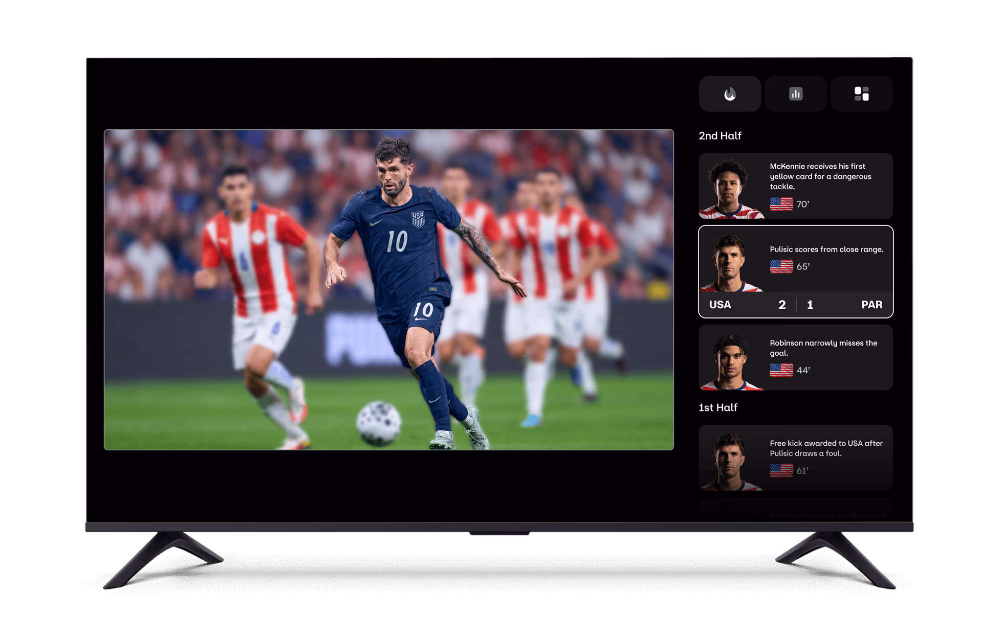 FOX One Sports Streaming Service Feature — match viewport with highlight cards