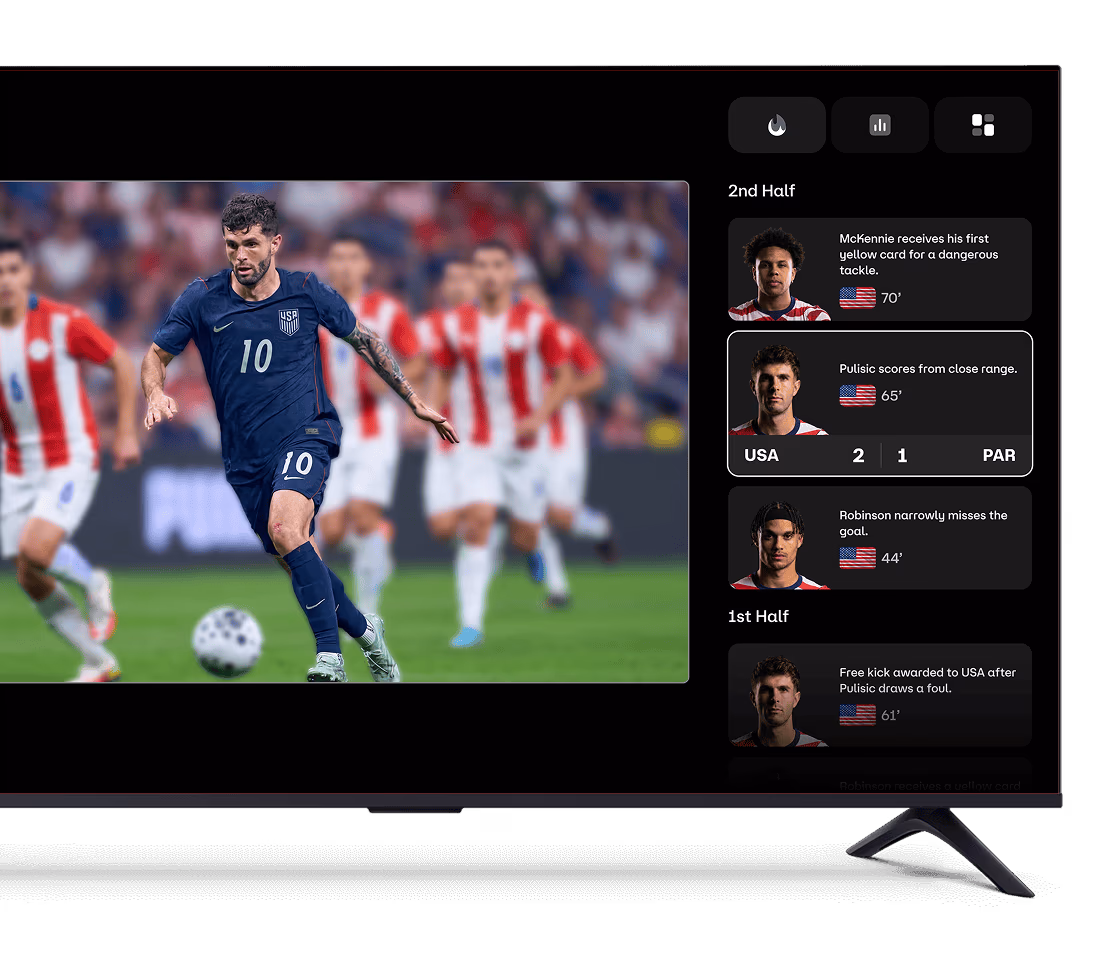 FOX One Sports Streaming Service Feature — match viewport with highlight cards