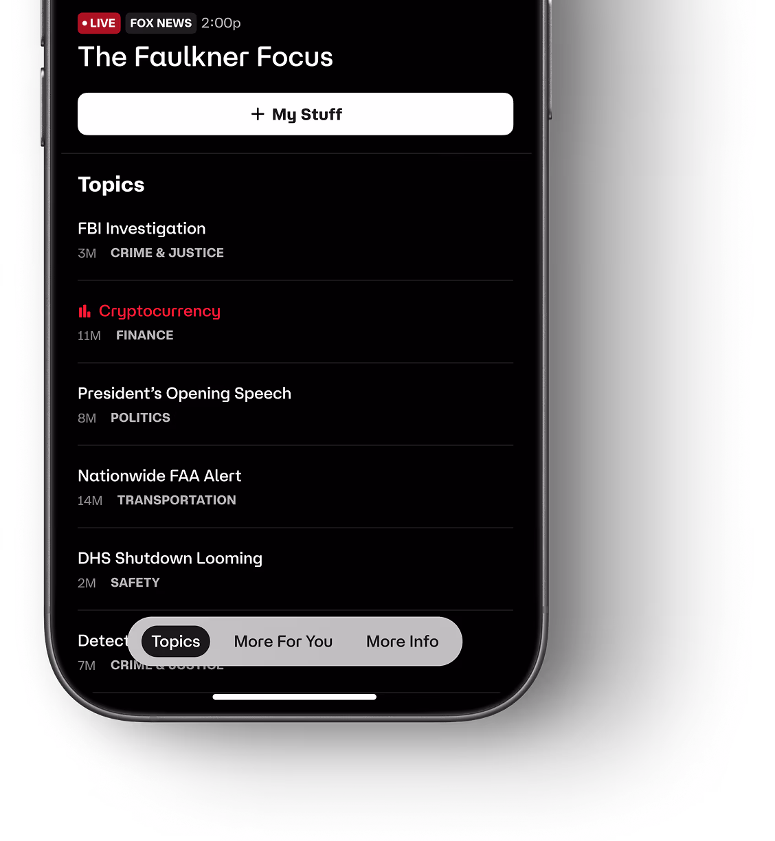 FOX One Streaming Service Topics Feature
